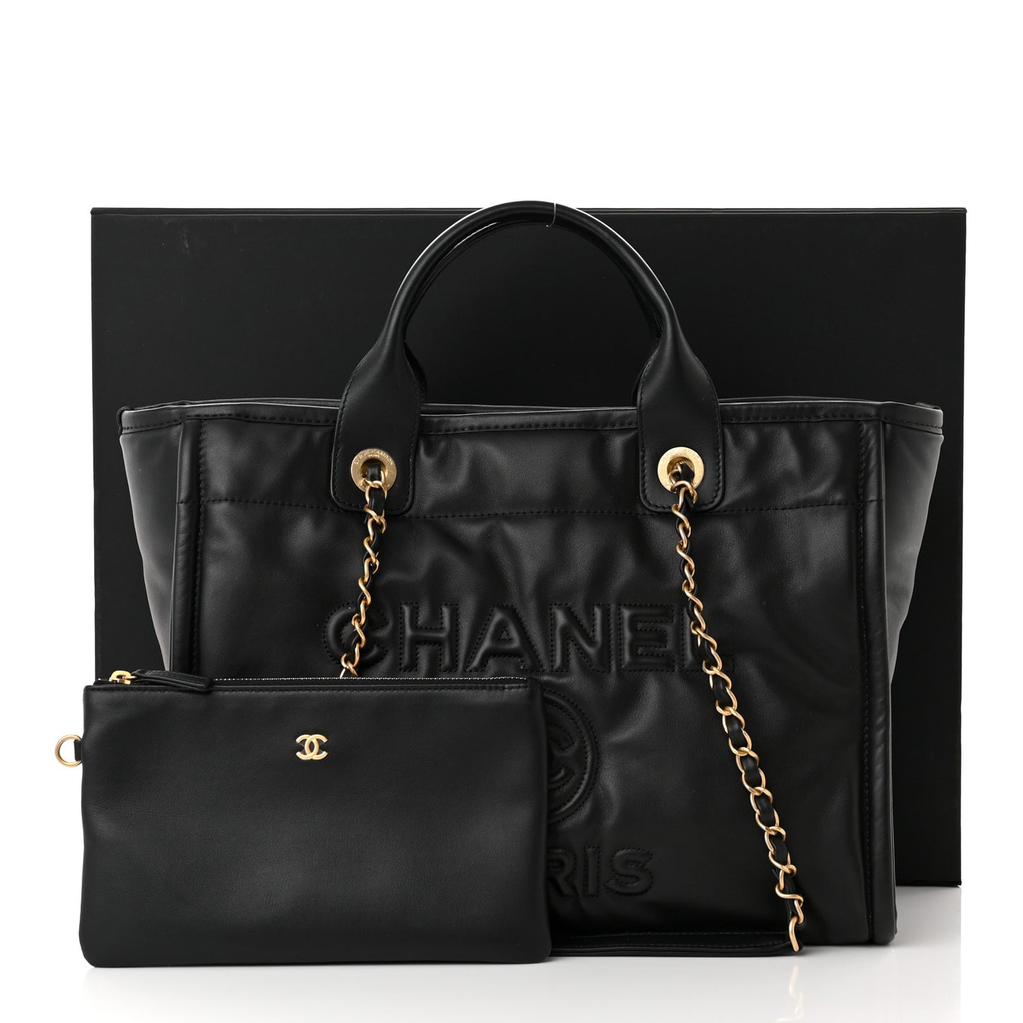 Calfskin Small Deauville Tote Black