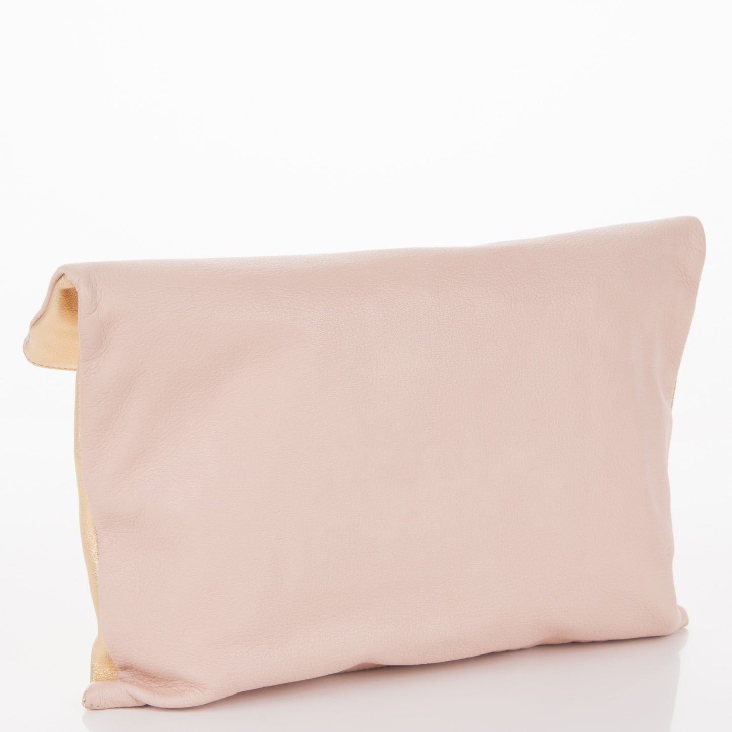 Vitello Chameleon Foldover Clutch Milk Gold Sand