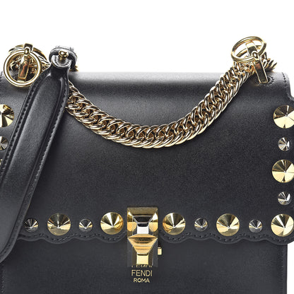 Fendi Vitello Liberty Metal Scalloped Multi Studded Small Kan I Shoulder Bag Black 7 of 9