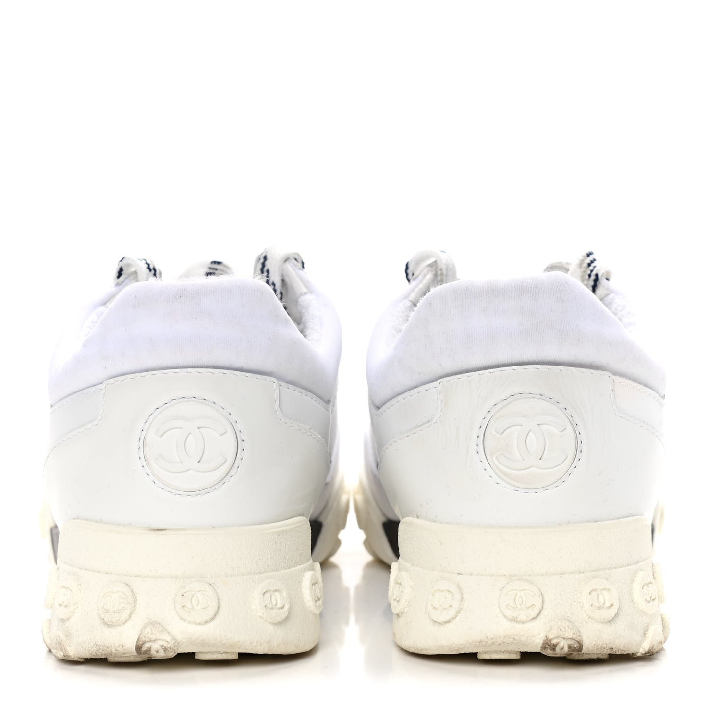 Calfskin Mesh Lycra Womens Logo Sneakers 39 White