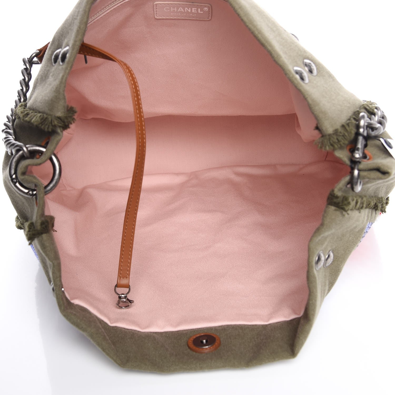 Chanel Canvas Sequins Cubano Trip Hobo Khaki 5 of 7