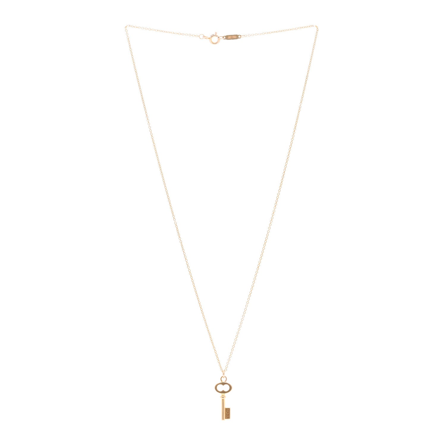 Tiffany 18K Rose Gold Mini Key Pendant Necklace 3 of 4