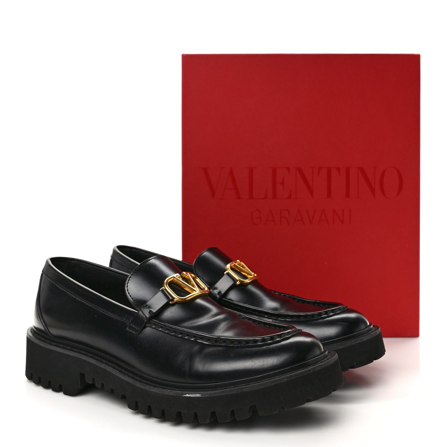 Calfskin VLogo Loafers 40.5 Black