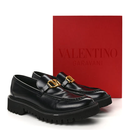 Valentino Garavani Calfskin VLogo Loafers 40.5 Black 10 of 10