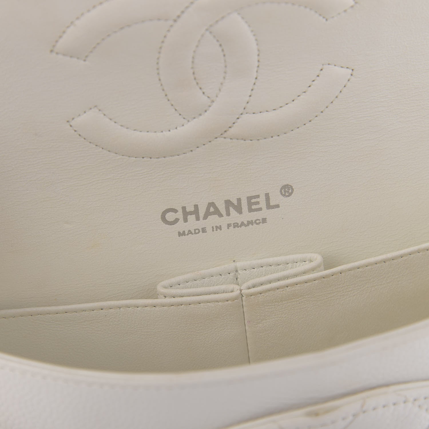 Chanel Caviar Quilted Medium Double Flap White 9 of 12