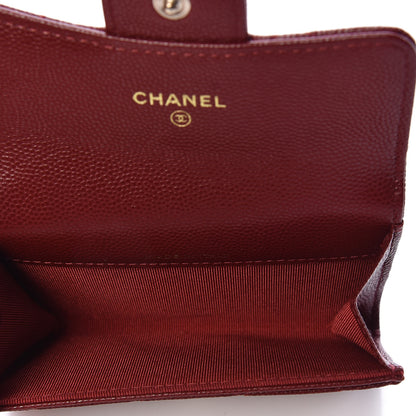 Chanel Iridescent Caviar Quilted Flap Card Holder Wallet Burgundy 5 of 9