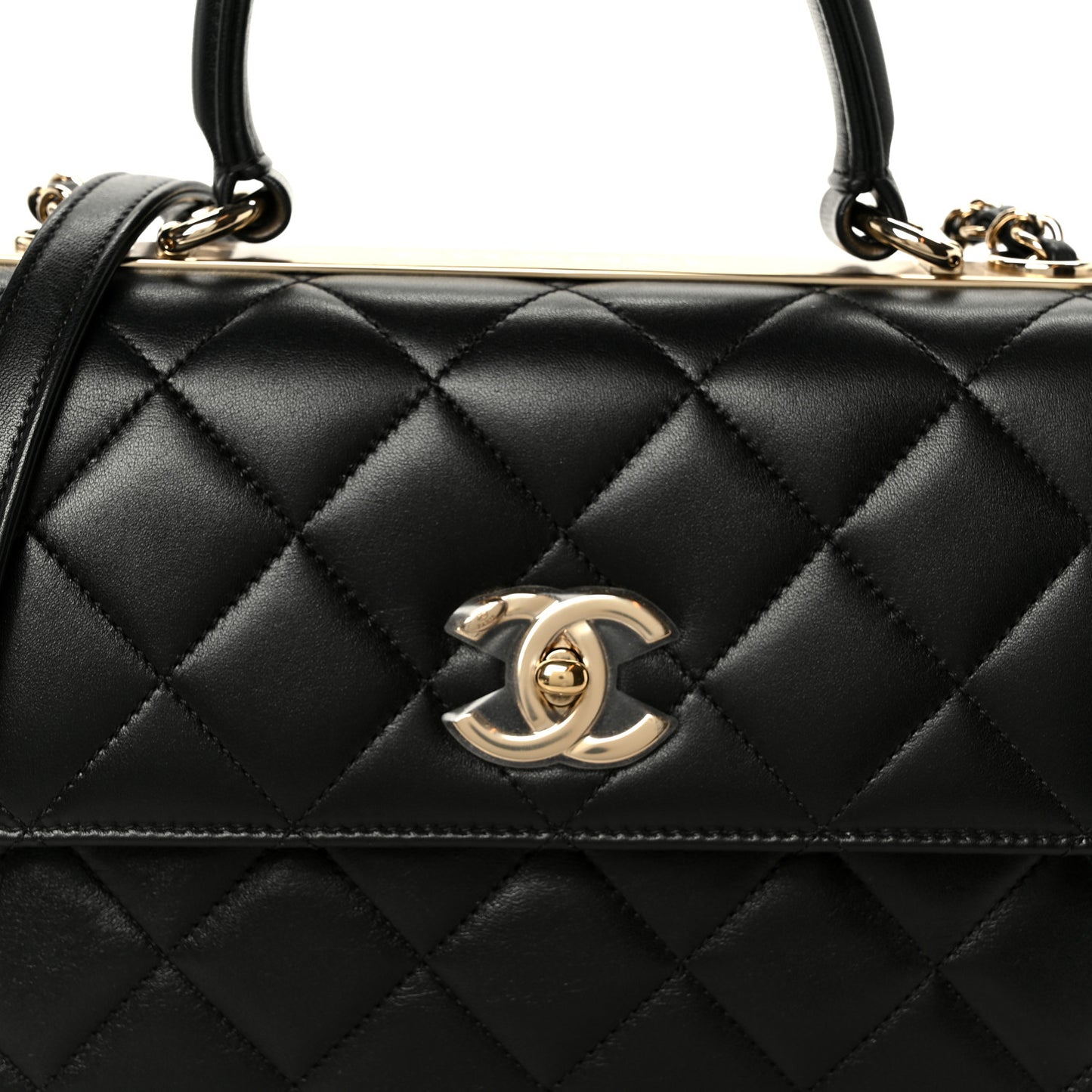 Lambskin Quilted Small Trendy CC Dual Handle Flap Bag Black