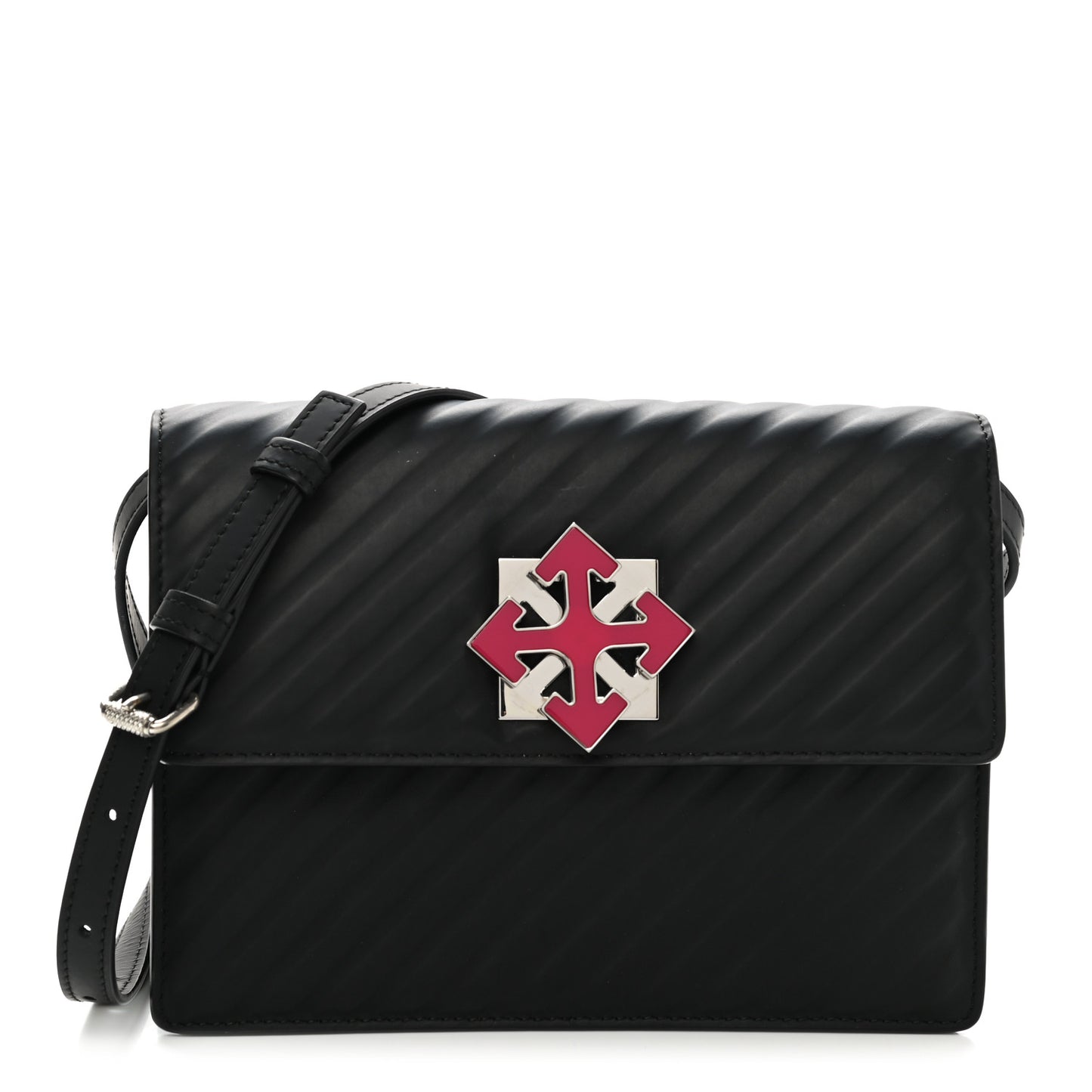 Calfskin Diagonal Quilted Jitney 2.0 Crossbody Bag Black