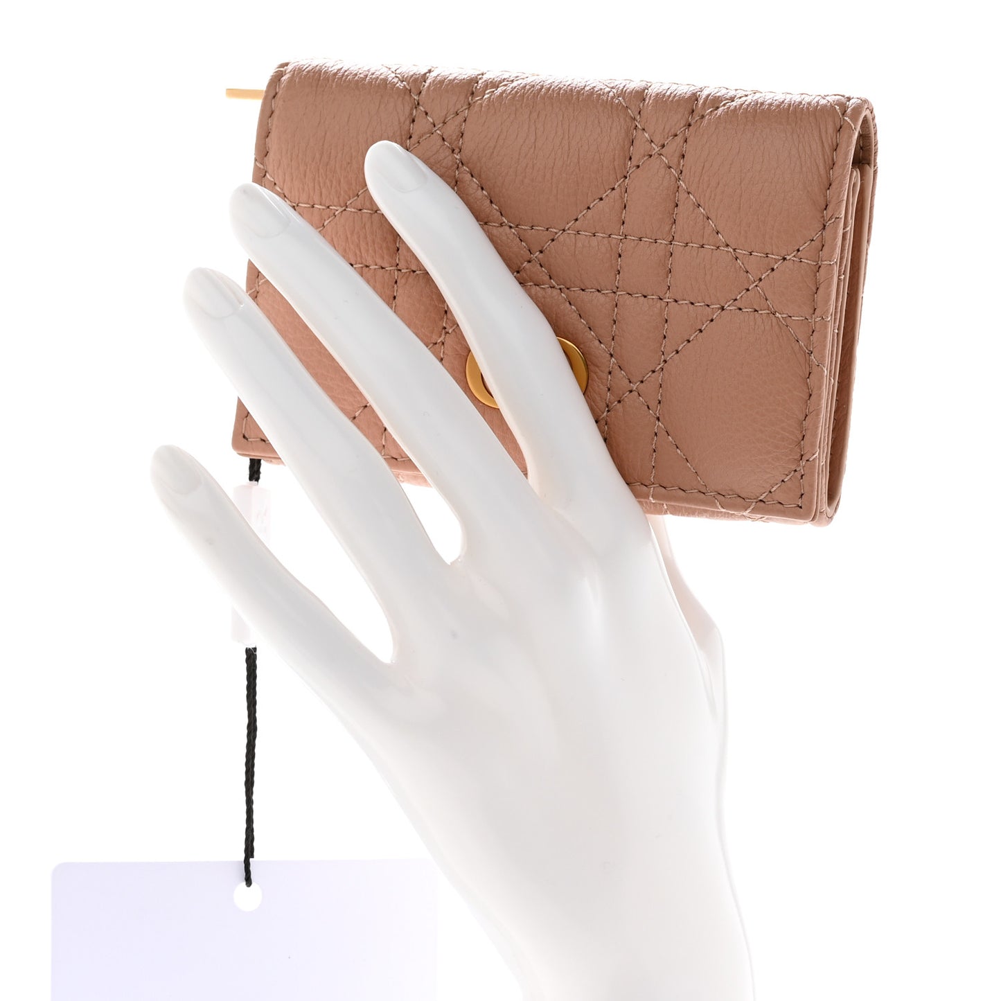 Supple Calfskin Cannage Caro Glycine Wallet Rose Des Vents