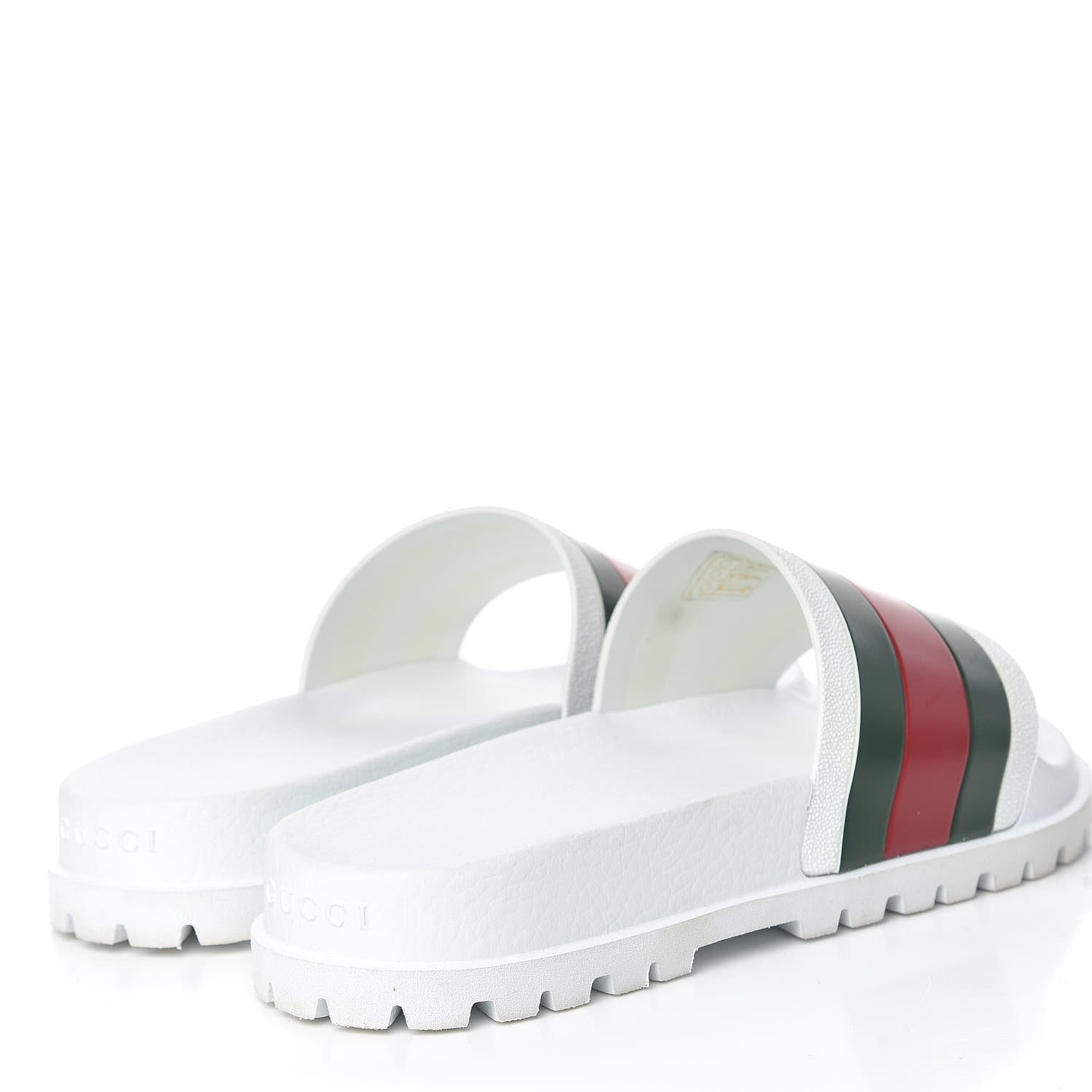Gucci Rubber Web Mens Lug Sole Slide Sandals 6 Great White Green Red 4 of 17