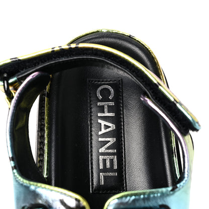 Chanel Laminated Lambskin Printed CC Dad Sandals 38 Multicolor 7 of 8