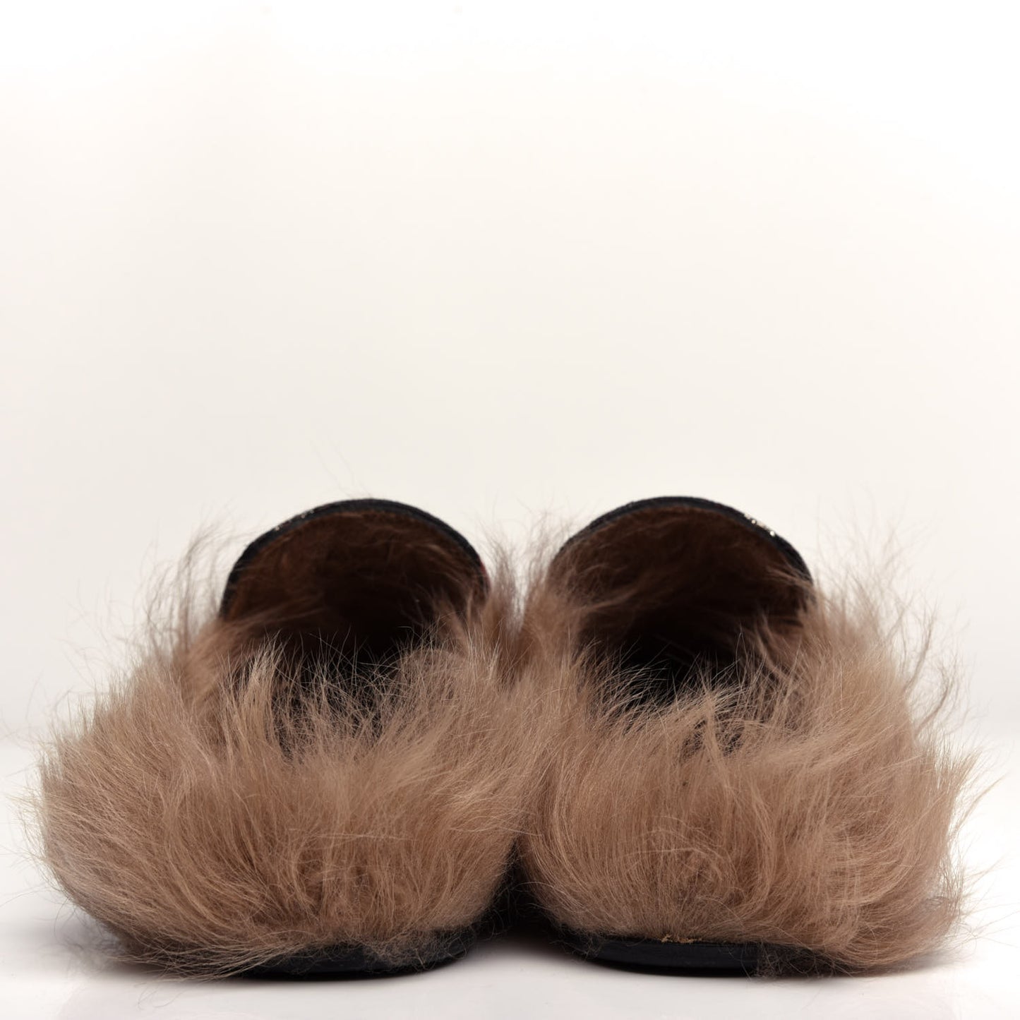 Brocade Fur Floral Womens Princetown Slippers 36 Black Anthracite