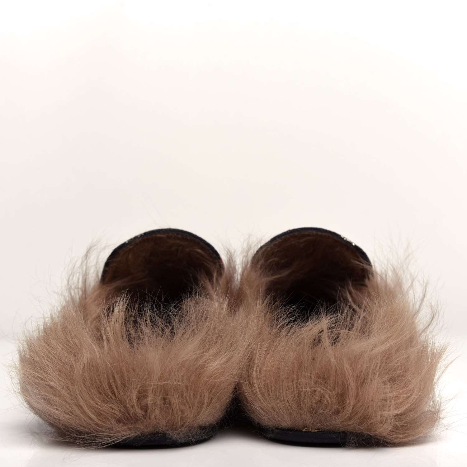 Gucci Brocade Fur Floral Womens Princetown Slippers 36 Black Anthracite 7 of 10
