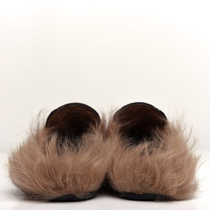 Gucci Brocade Fur Floral Womens Princetown Slippers 36 Black Anthracite 7 of 10