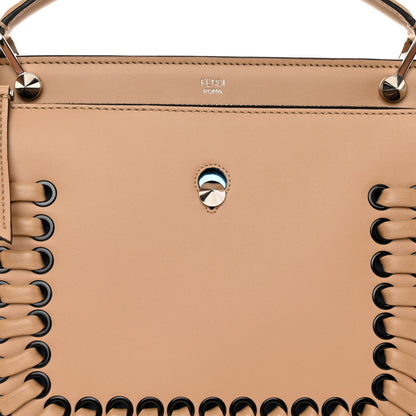 Fendi Vitello Baltico Dolce Shiny Nappa Lace Up DotCom Satchel Cuoio Ceruleo 8 of 11