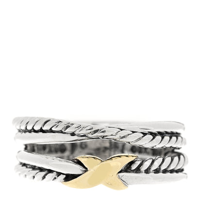 David Yurman Sterling Silver 18K Yellow Gold 6mm X Crossover Ring 52 6 1 of 4