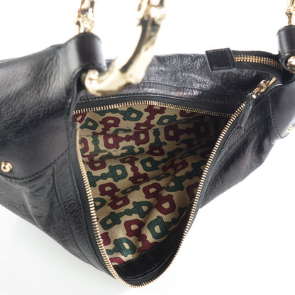 Gucci Guccissima Half Moon Bamboo Ring Hobo Black 7 of 7