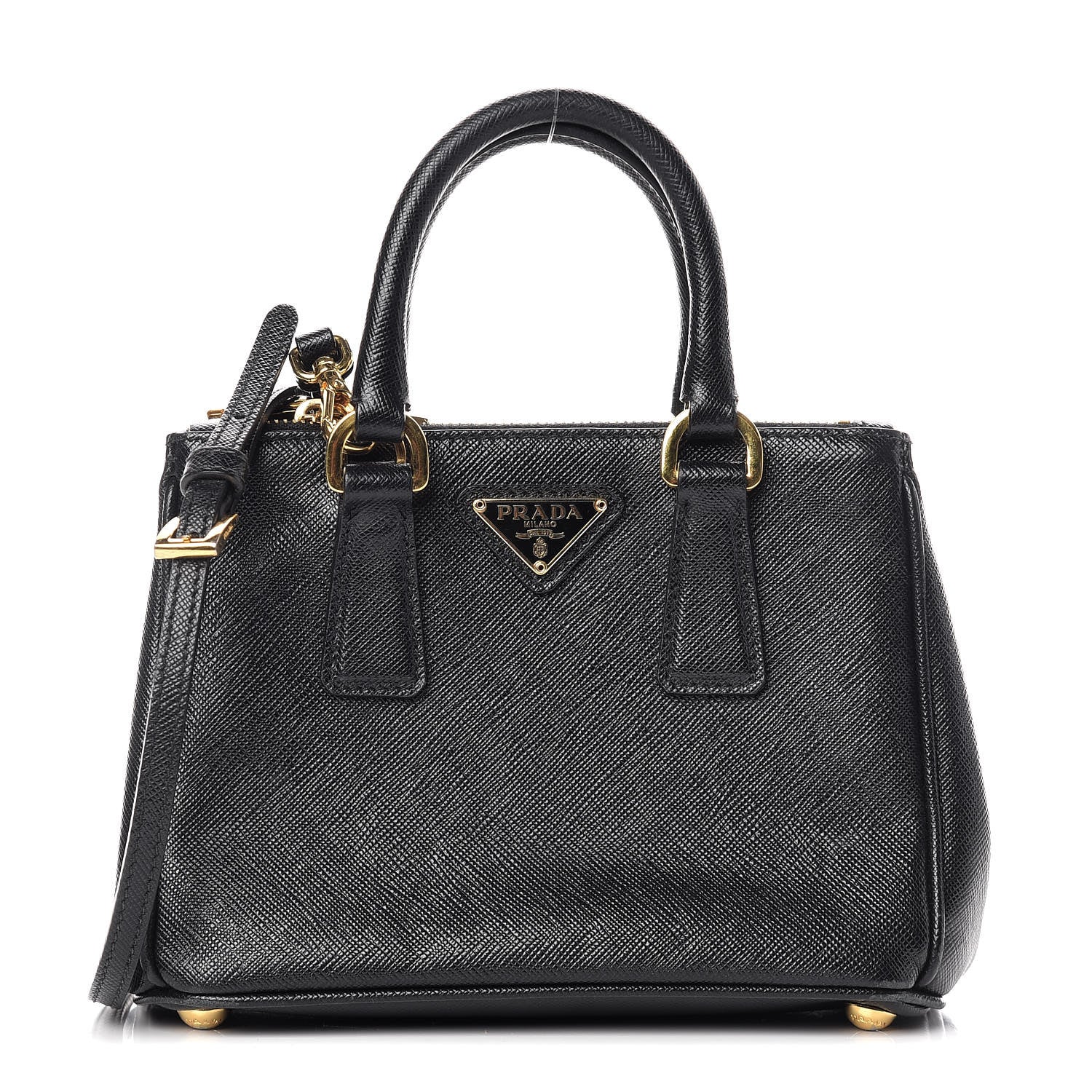 Prada Saffiano Lux Micro Galleria Double Zip Tote Black 1 of 19