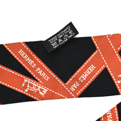Hermes Silk Bolduc Twilly Black Orange 2 of 4