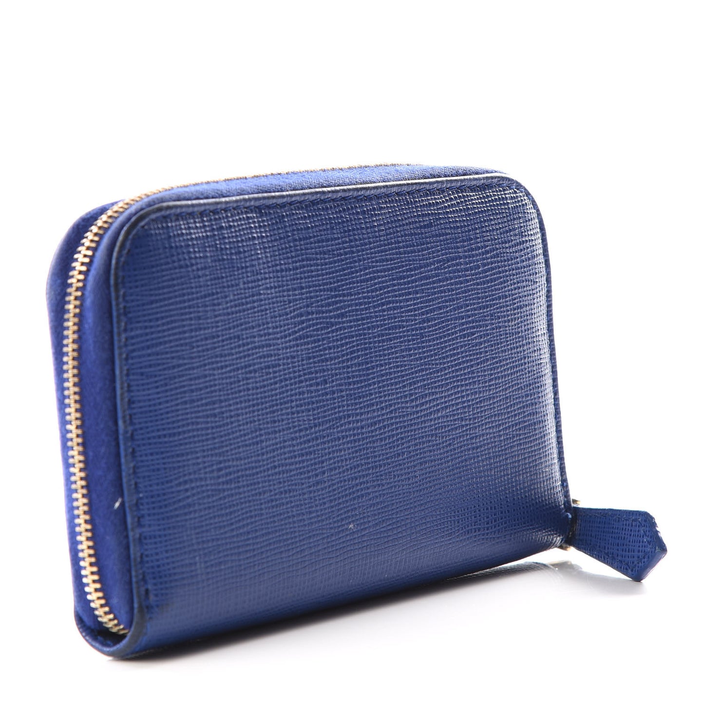Vitello Elite Bi-Color Mini Zip Around Wallet Blue Neon Plaster