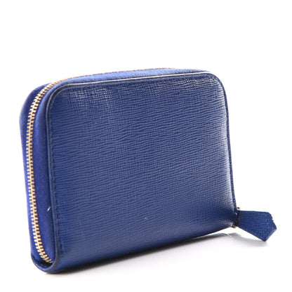 Fendi Vitello Elite Bi-Color Mini Zip Around Wallet Blue Neon Plaster 2 of 13