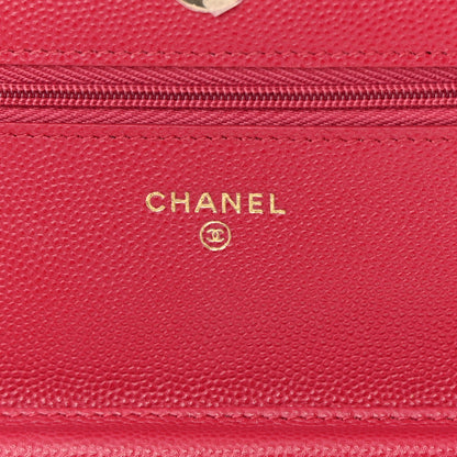 Chanel Caviar Quilted Wallet On Chain WOC Dark Pink 6 of 13