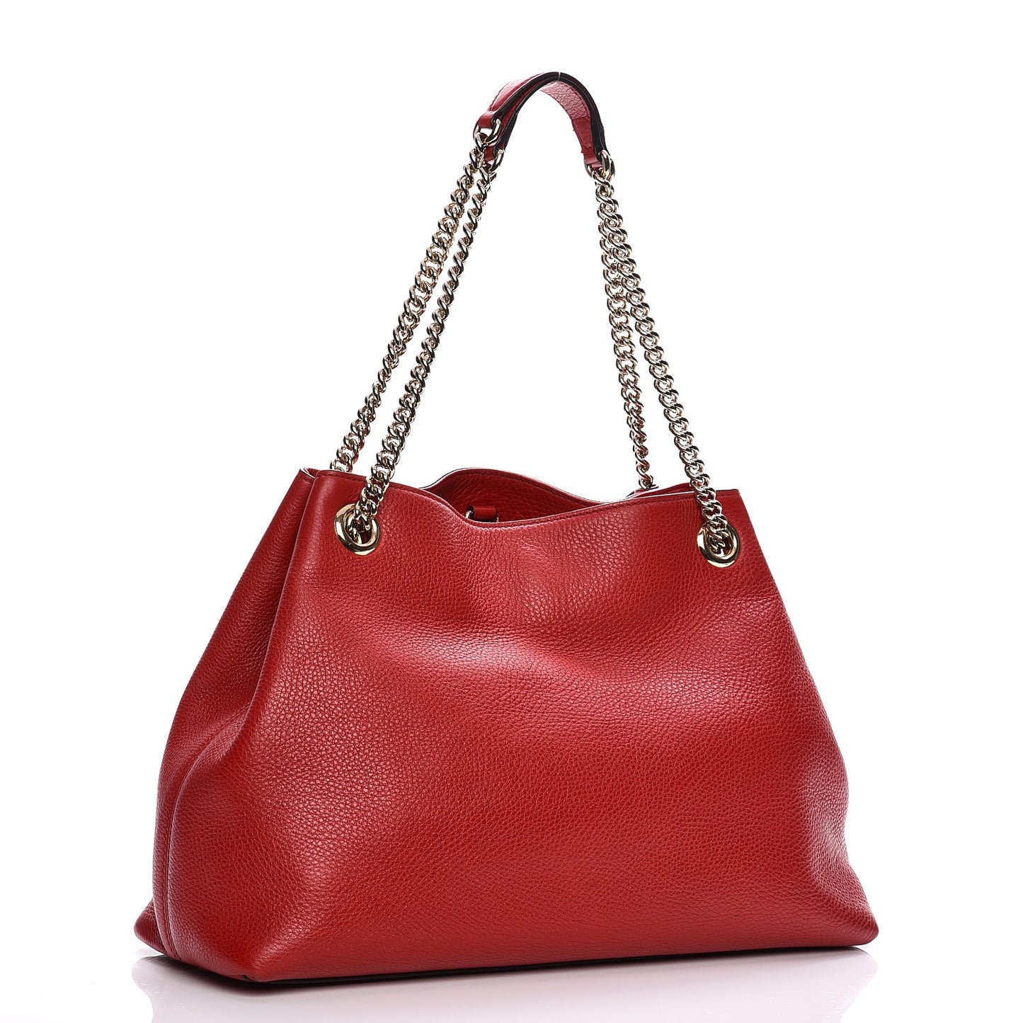 Pebbled Calfskin Medium Soho Chain Shoulder Bag Tabasco Red