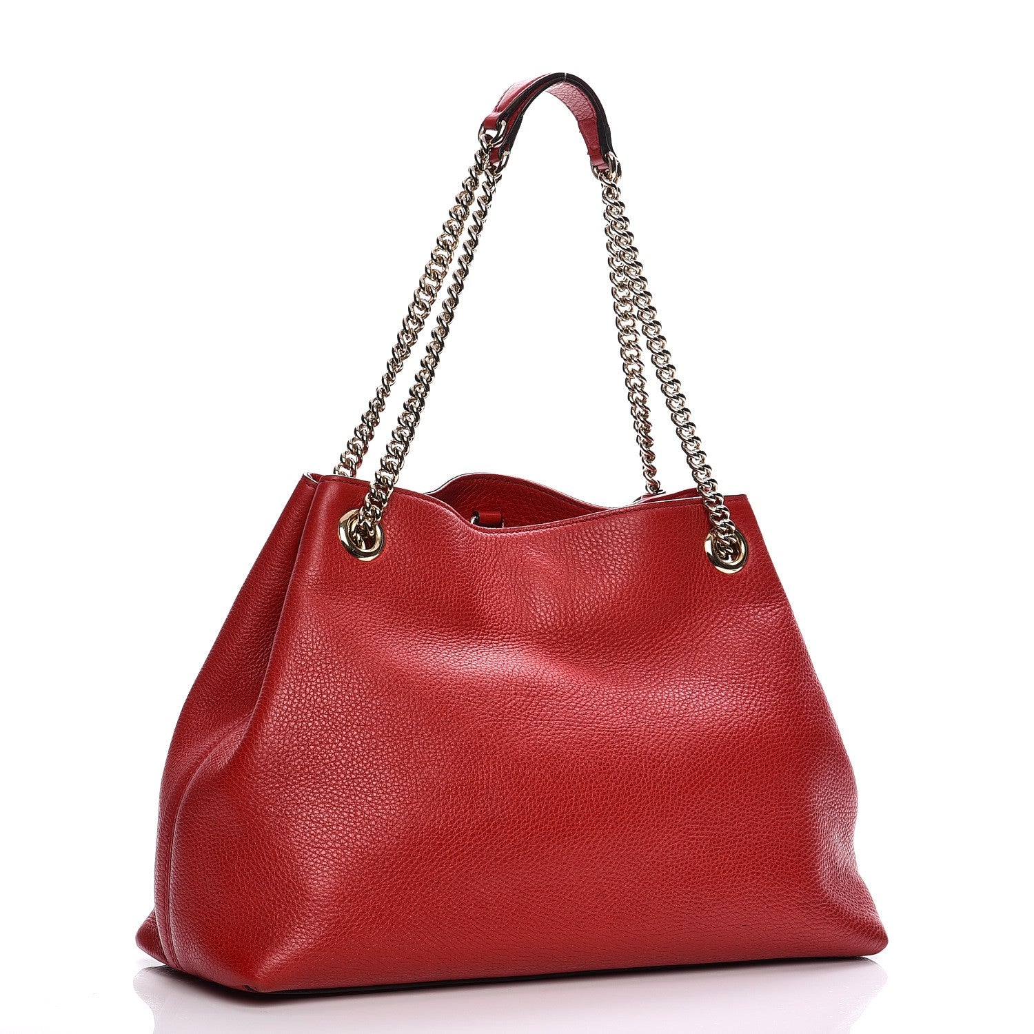 Gucci Pebbled Calfskin Medium Soho Chain Shoulder Bag Tabasco Red 3 of 12