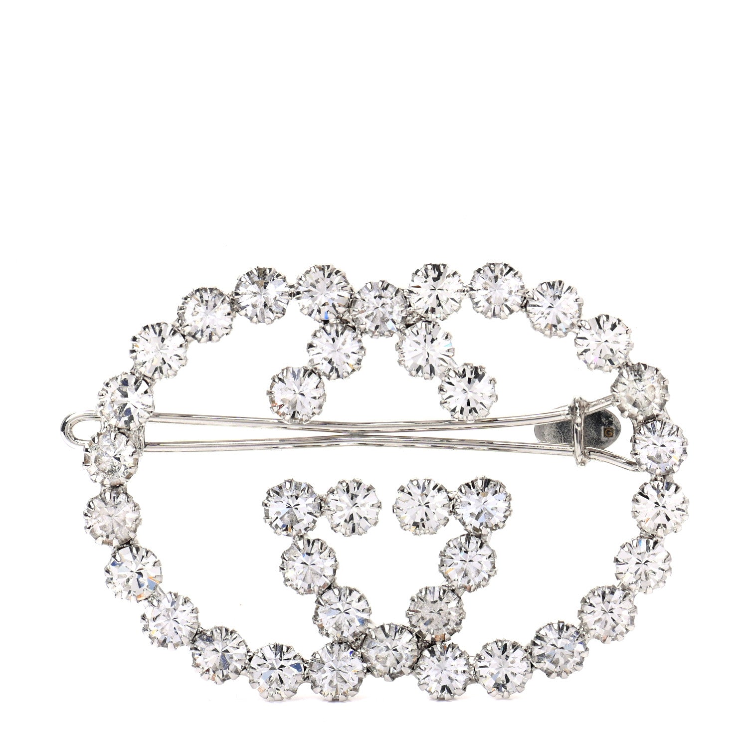 Gucci Crystal Interlocking G Hair Clip Silver 1 of 4