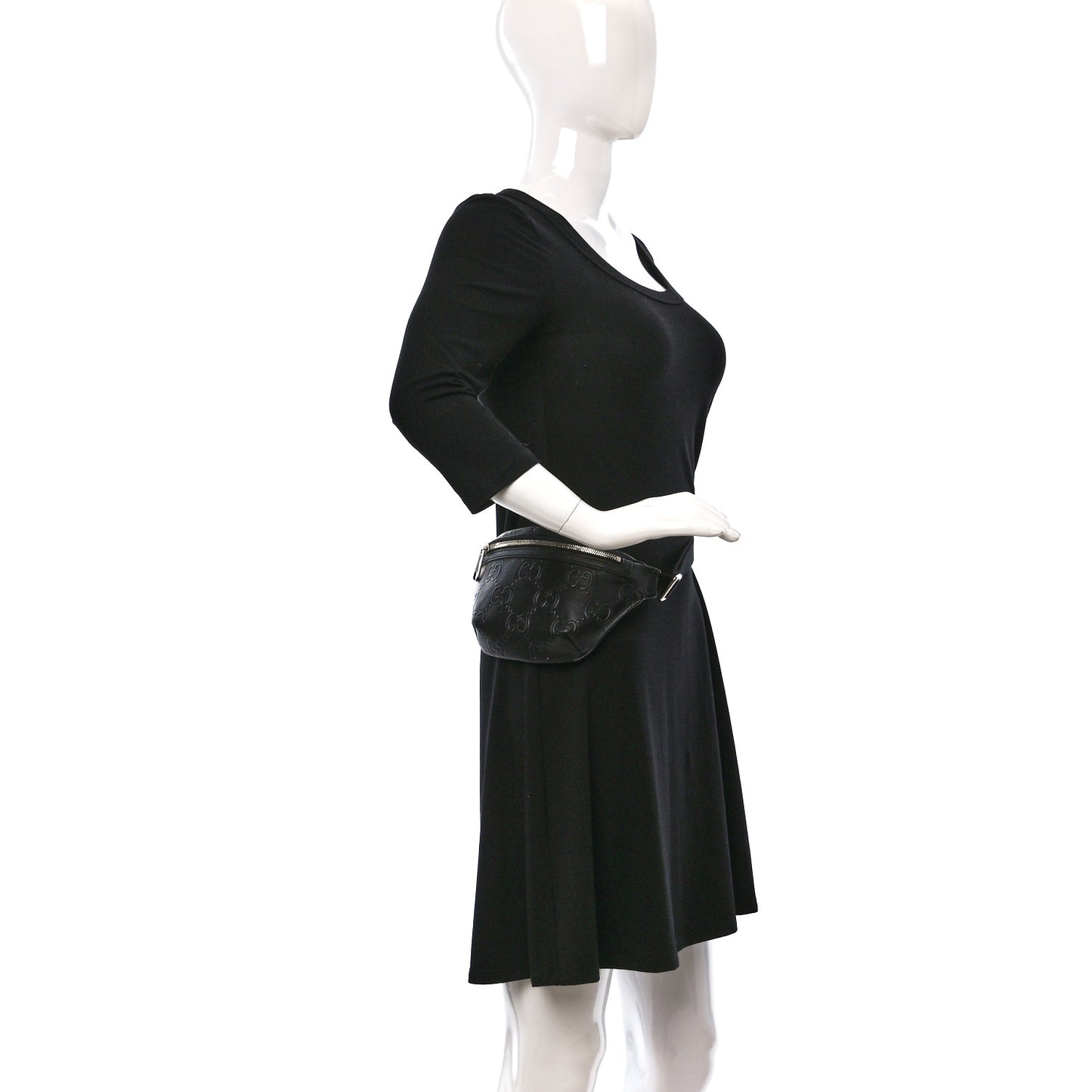 Calfskin GG Tennis Embossed Belt Bag Black