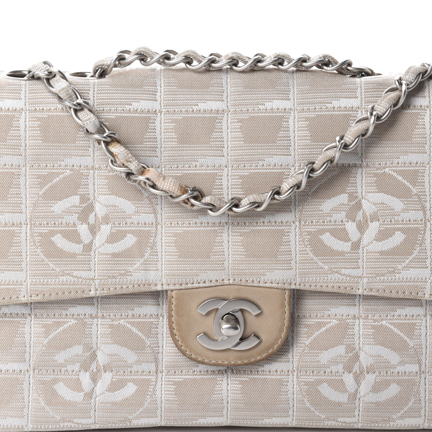 Chanel Nylon Medium Travel Flap Light Beige 17 of 17