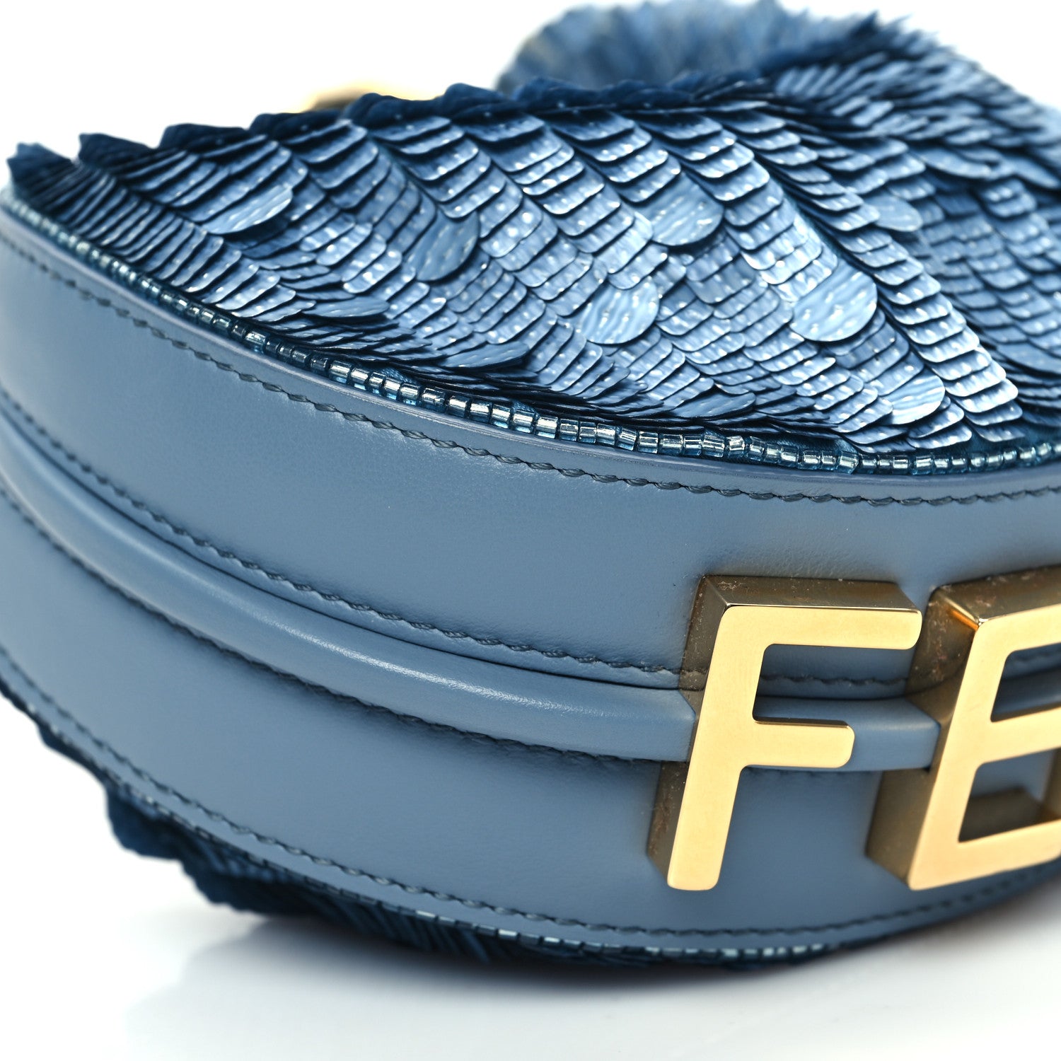 Fendi Sequin Paillettes Shiny Nappa Nano Fendigraphy Hobo Charm Denim 9 of 10