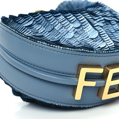 Fendi Sequin Paillettes Shiny Nappa Nano Fendigraphy Hobo Charm Denim 9 of 10