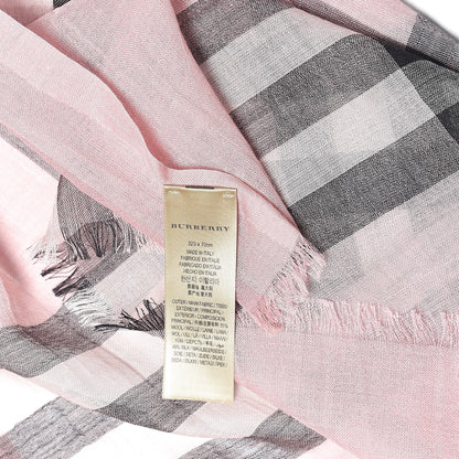 Burberry Wool Silk Gauze Giant Check Scarf Alabaster Pink 4 of 4