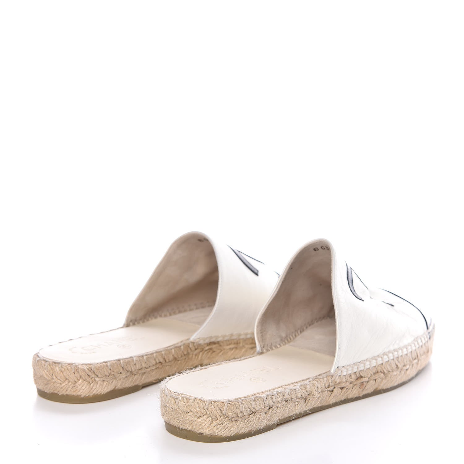 Chanel Iridescent Goatskin CC Espadrille Mules 41 Ivory Black 4 of 10