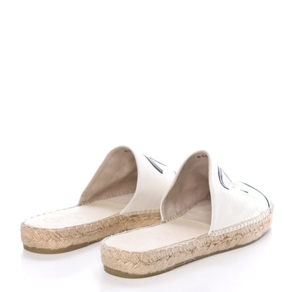 Chanel Iridescent Goatskin CC Espadrille Mules 41 Ivory Black 4 of 10