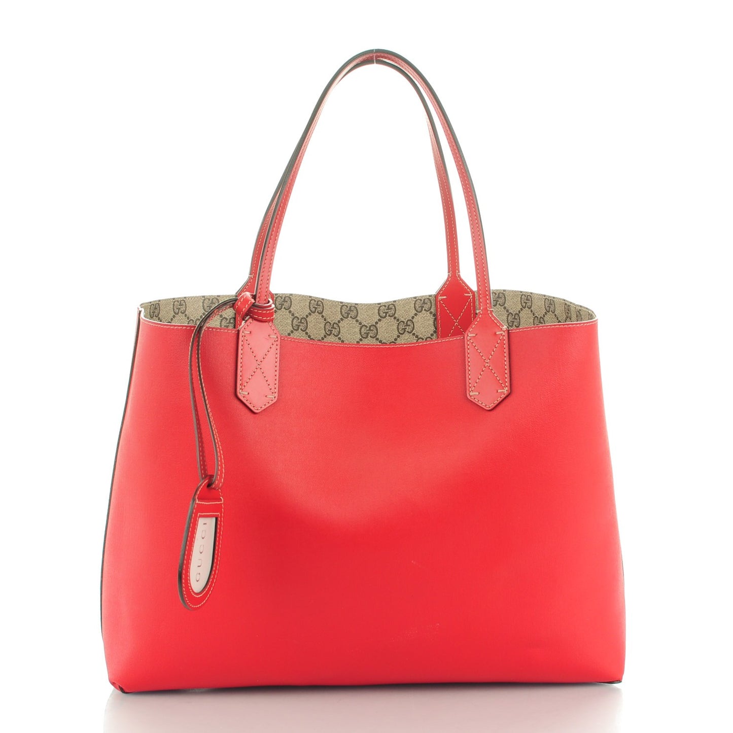 GG Supreme Monogram Medium Reversible Tote Beige Red