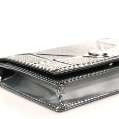 Christian Dior Metallic Patent Micro-Cannage Diorama Wallet on Chain Pouch Silver 7 of 11