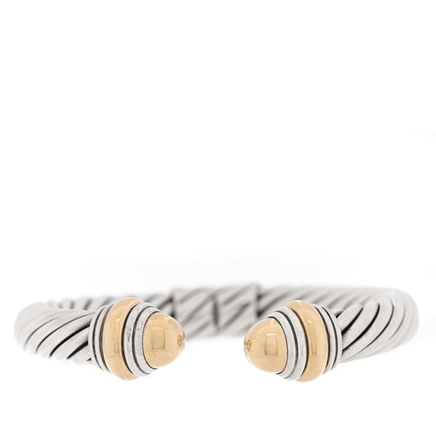 David Yurman Sterling Silver 14K Yellow Gold 10mm Cable Classics Hinged Bracelet 1 of 3