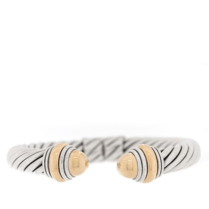 David Yurman Sterling Silver 14K Yellow Gold 10mm Cable Classics Hinged Bracelet 1 of 3