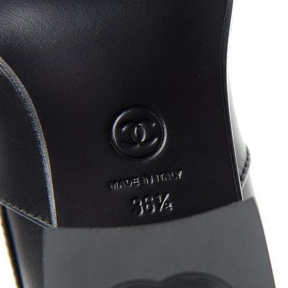 Chanel Calfskin Quilted CC Boots 36.5 Black 9 of 10