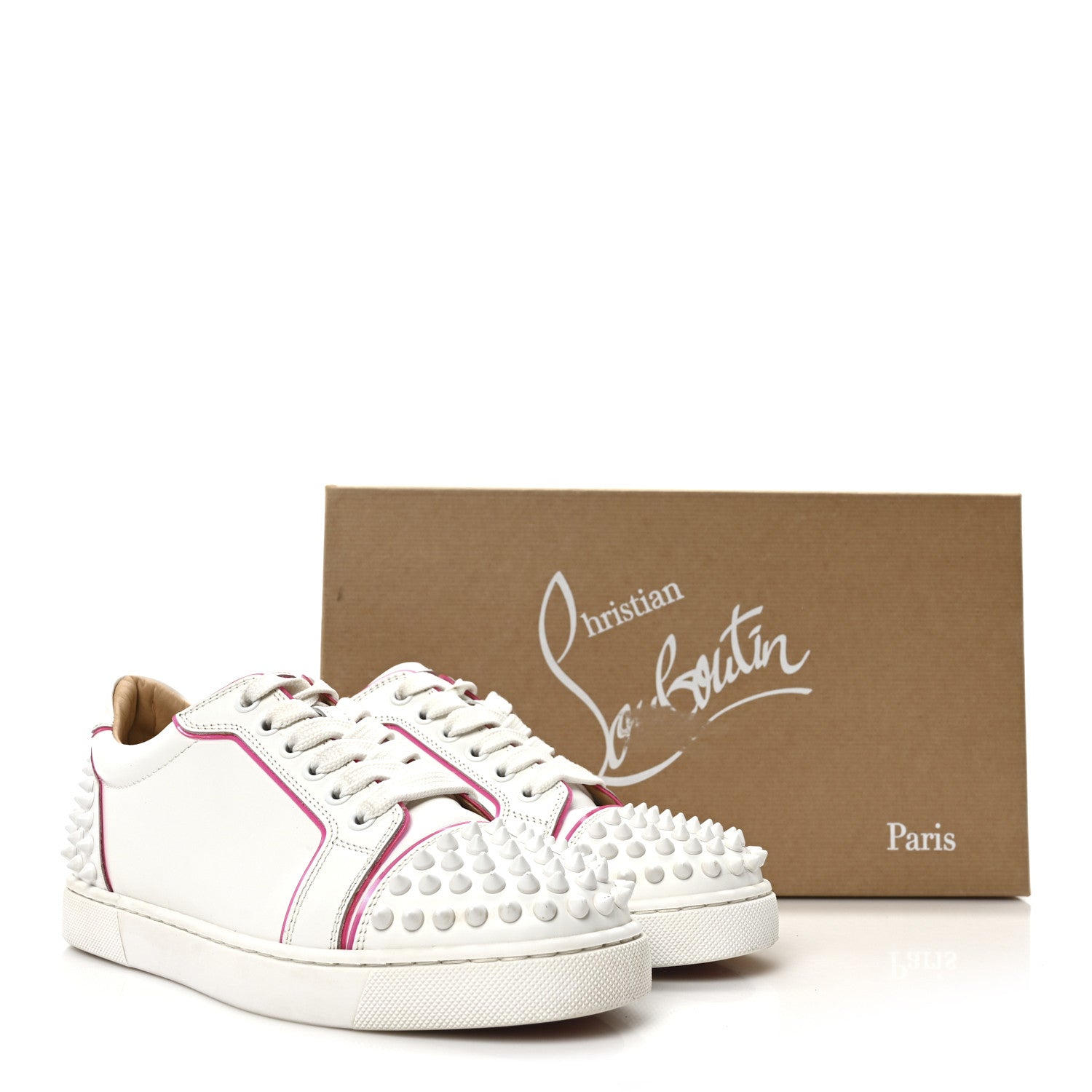 Christian Louboutin Calfskin Spikes Womens Vieira 2 Flat Sneakers