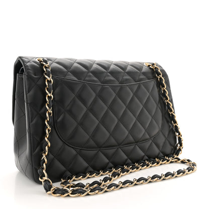 Chanel Lambskin Quilted Jumbo Double Flap Black 2 of 13