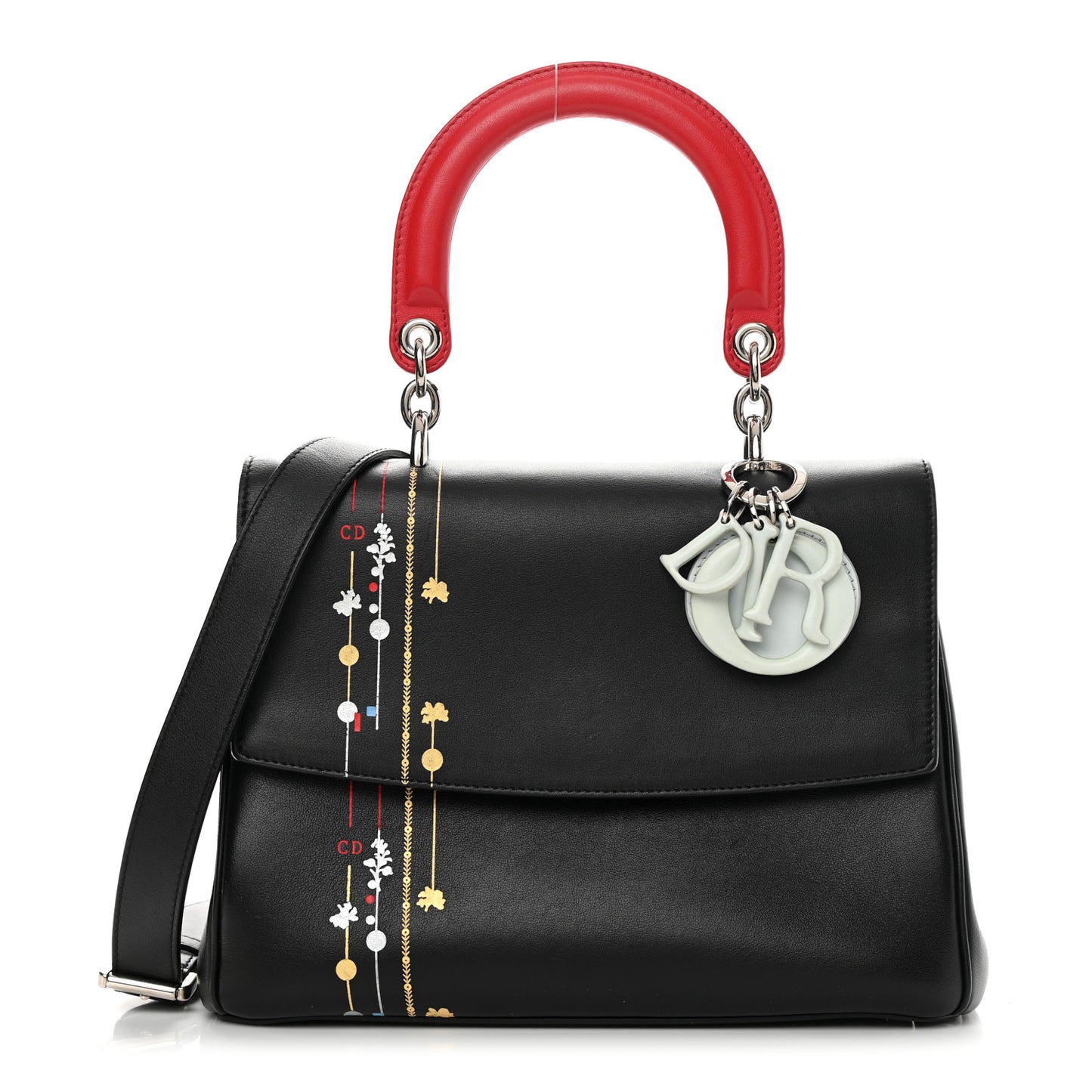 Smooth Calfskin Small Tri-Color Be Dior Flap Black Red White