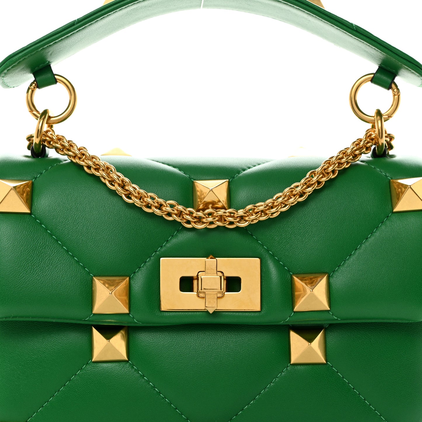 Nappa Medium Roman Stud Shoulder Bag Gea Green
