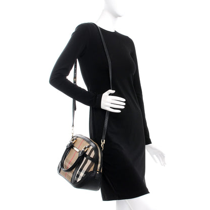 Burberry Bridle Calfskin House Check Small Orchard Bowling Bag Black 2 of 13