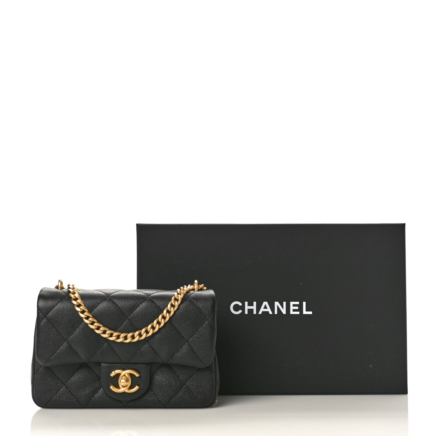 Caviar Quilted Mini Sweetheart Rectangular Flap Black