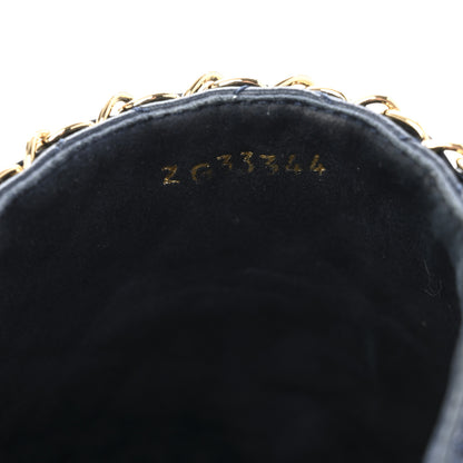 Chanel Lambskin Quilted CC Chain Espadrille Mules 38 Navy Black 9 of 12