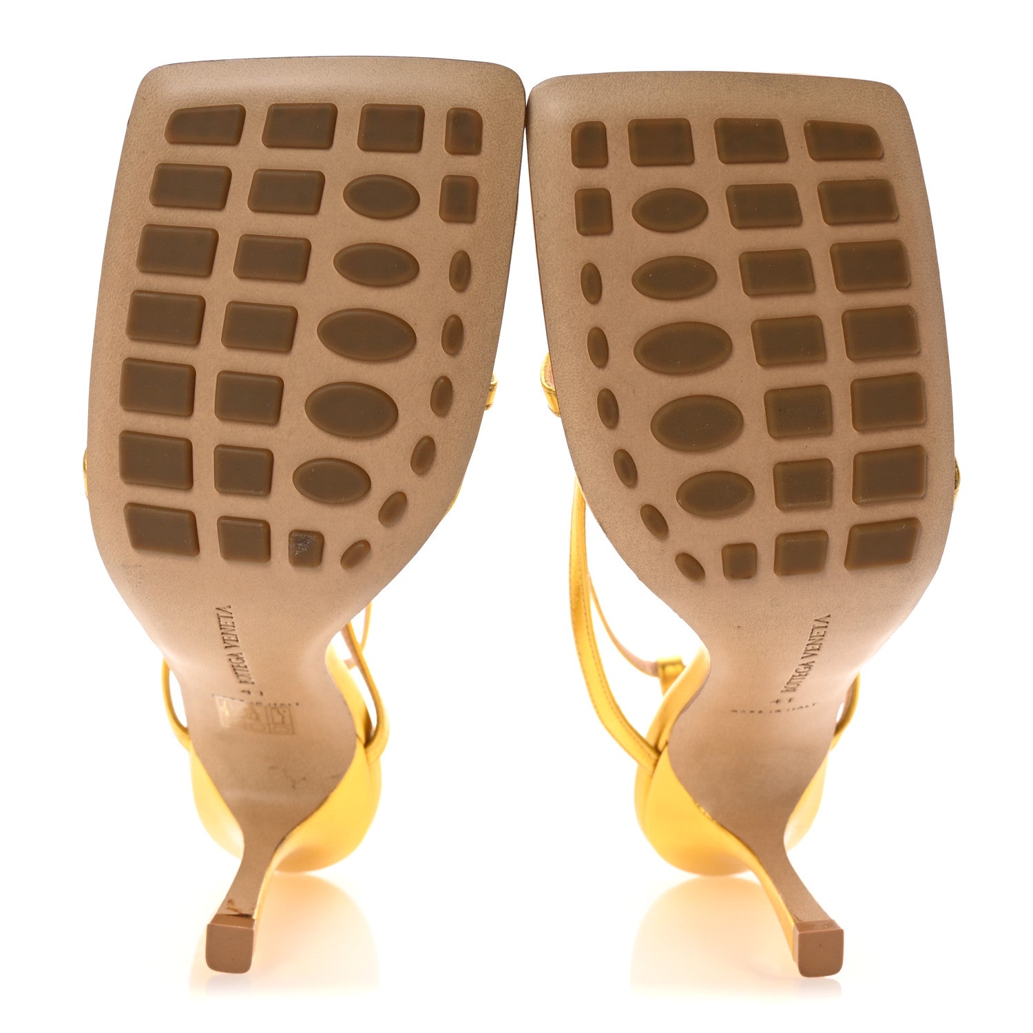 Bottega Veneta Laminated Calfskin Stretch Multi Strap 90mm Sandals 41 Gold 6 of 9