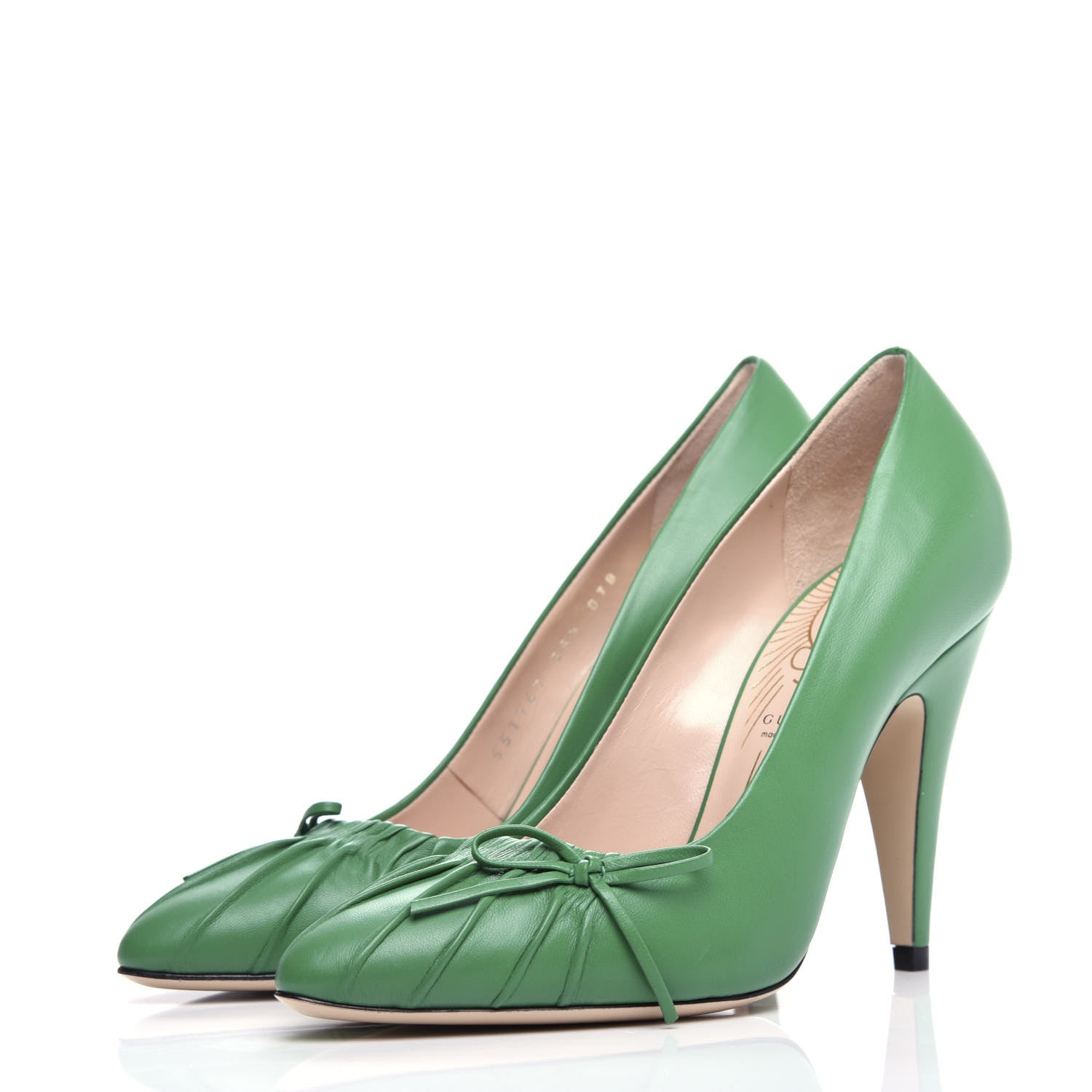 Gucci Nappa Bow High Heel Pumps 35.5 New Shamarock 3 of 11